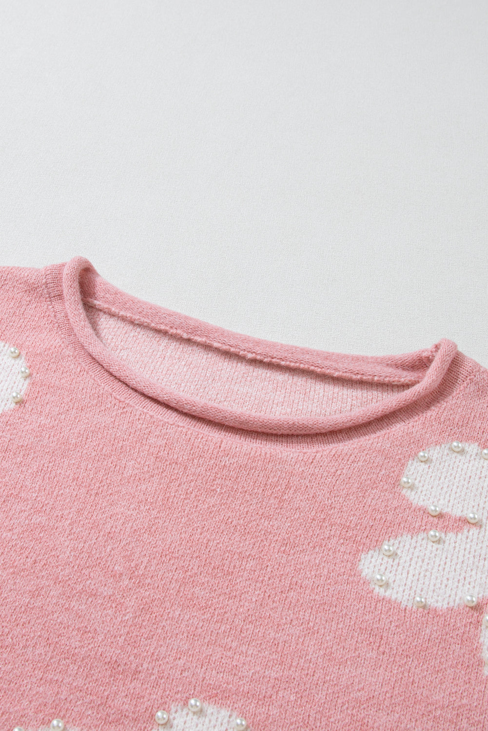 Pearl Trim Flower Round Neck Sweater - Charming Charlie