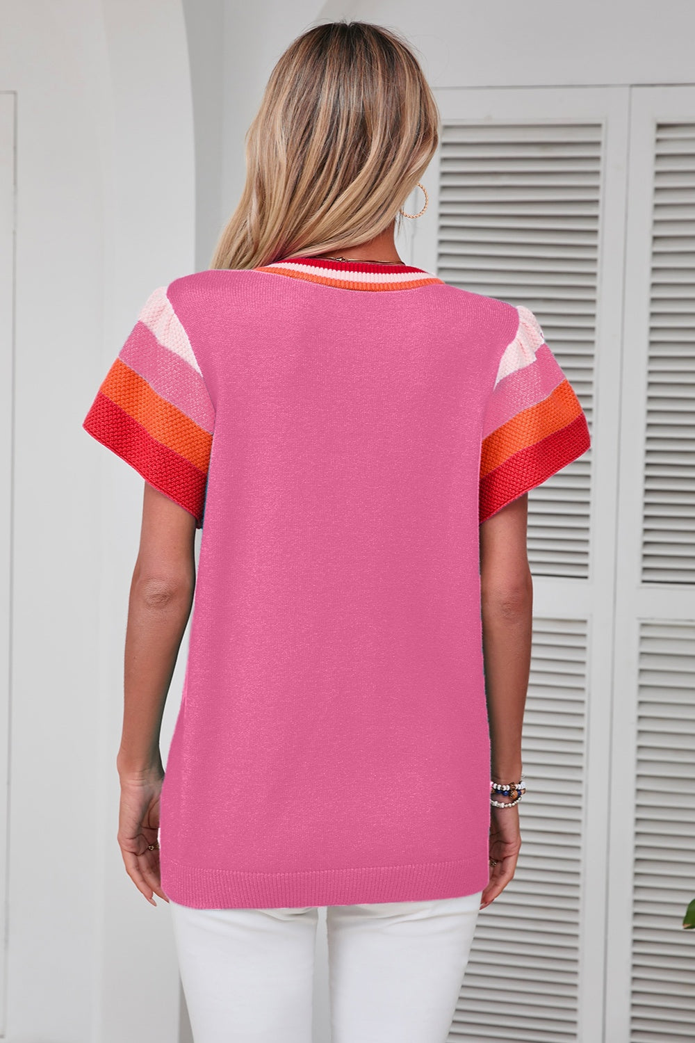 Color Block Round Neck Knit Top - Charming Charlie