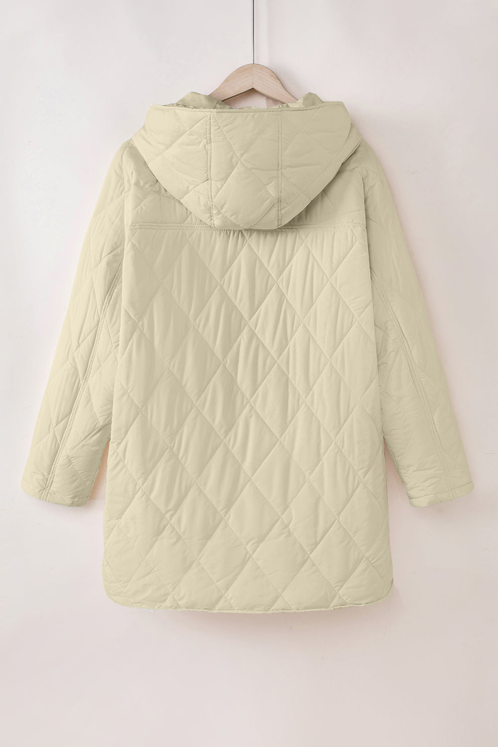 Snap Down Long Sleeve Quilted Winter Coat - Charming Charlie