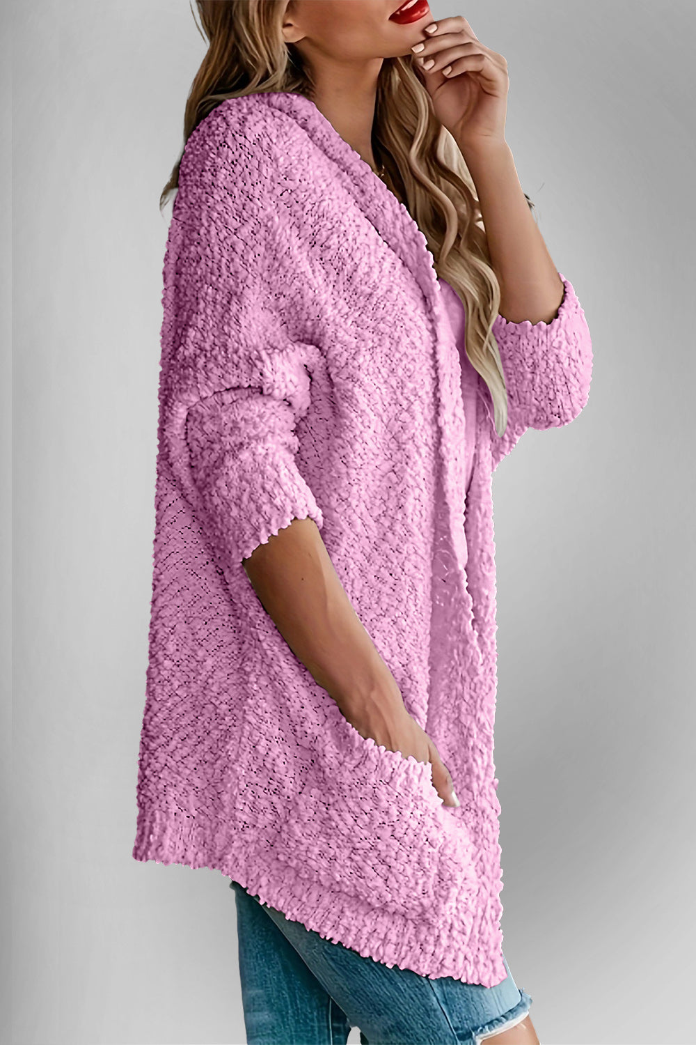 Double Take Pocketed Open Front Long Sleeve Cardigan - Charming Charlie