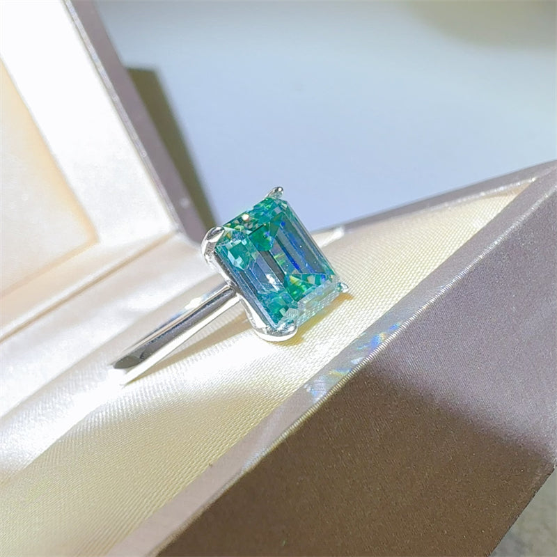 2 Carat 925 Sterling Silver Rectangle Shape Moissanite Ring - Charming Charlie