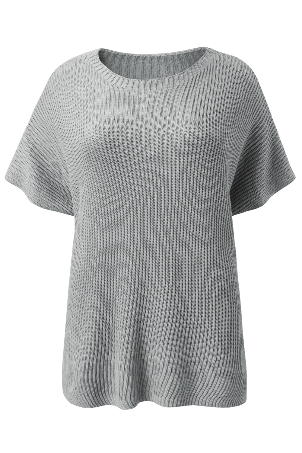 Slit Round Neck Short Sleeve Knit Top - Charming Charlie