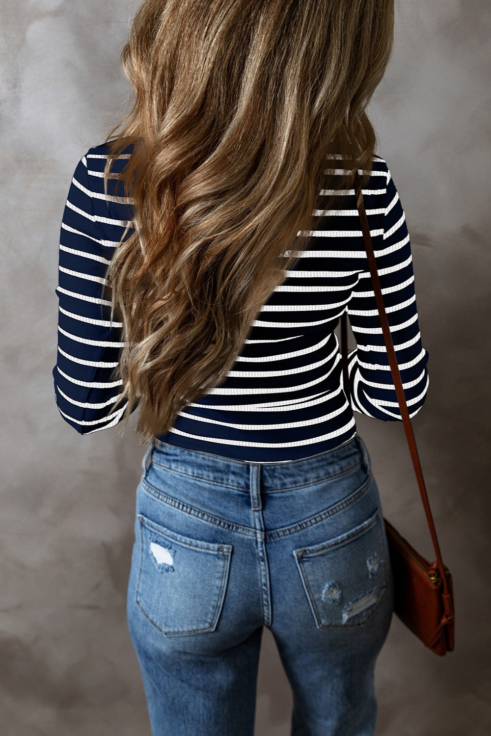 Striped V-Neck Long Sleeve Top - Charming Charlie