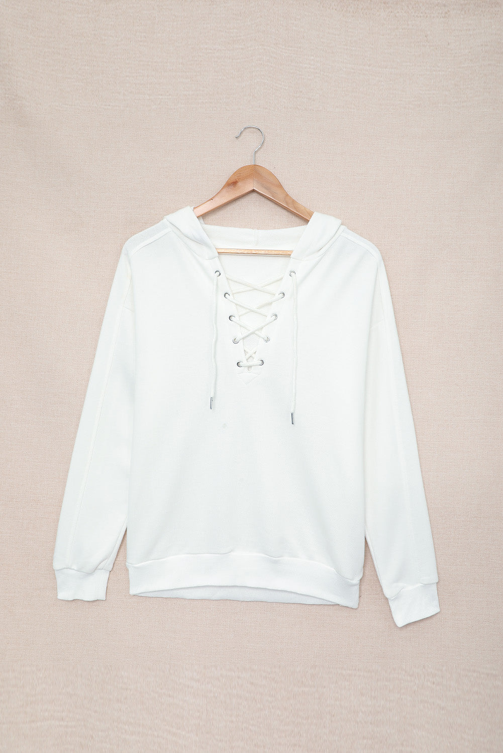 Lace Up Long Sleeve Hoodie - Charming Charlie