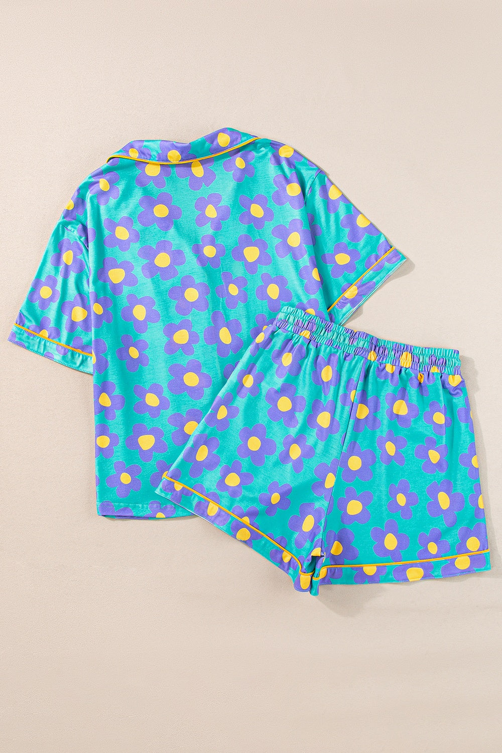 Pocketed Flower Half Sleeve Top and Shorts Lounge Set - Charming Charlie