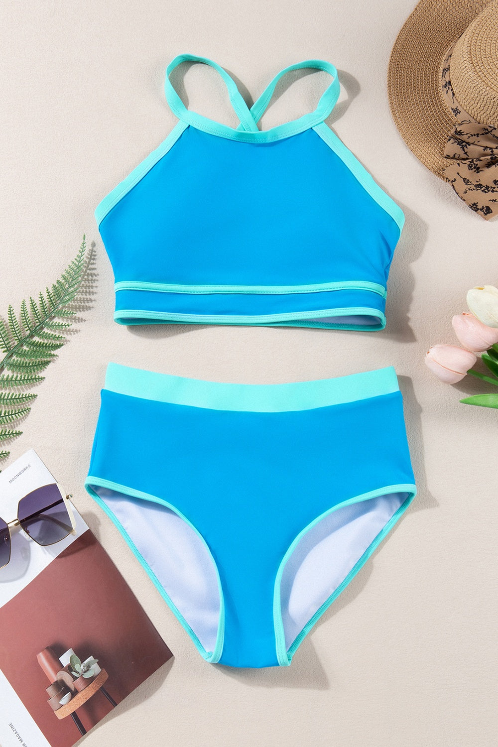 Crisscross Round Neck Two-Piece Swim Set - Charming Charlie