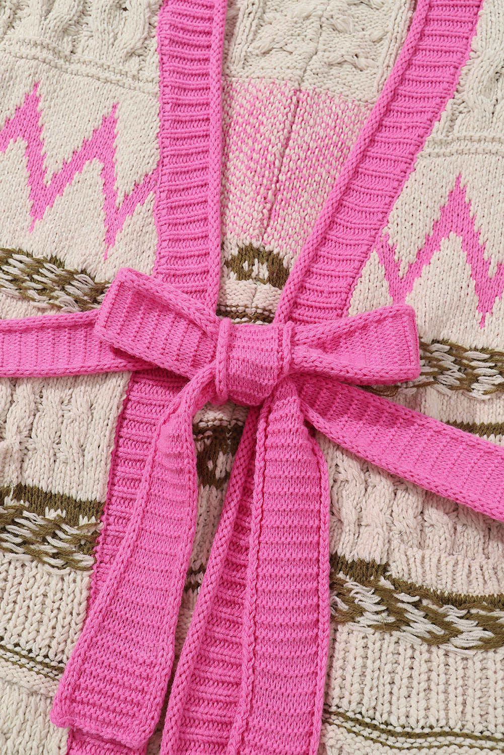 Contrast Tied Open Front Cardigan - Charming Charlie