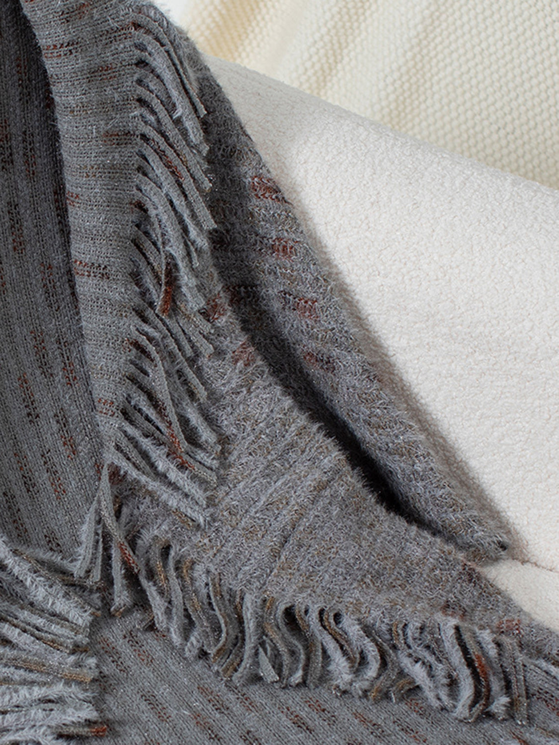 Fringe Open Front Half Sleeve Poncho - Charming Charlie