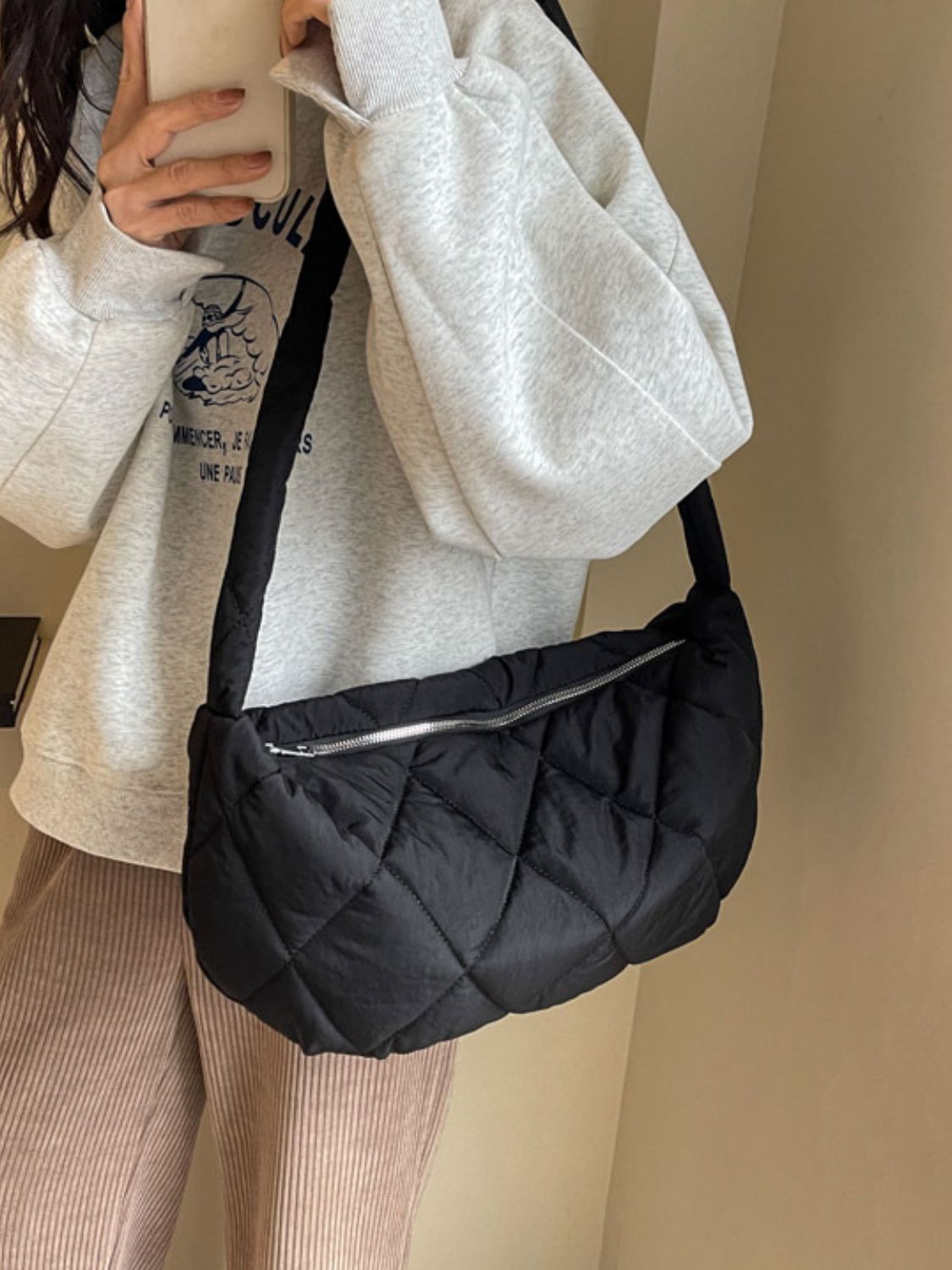 Quilted Polyester Crossbody Bag - Charming Charlie