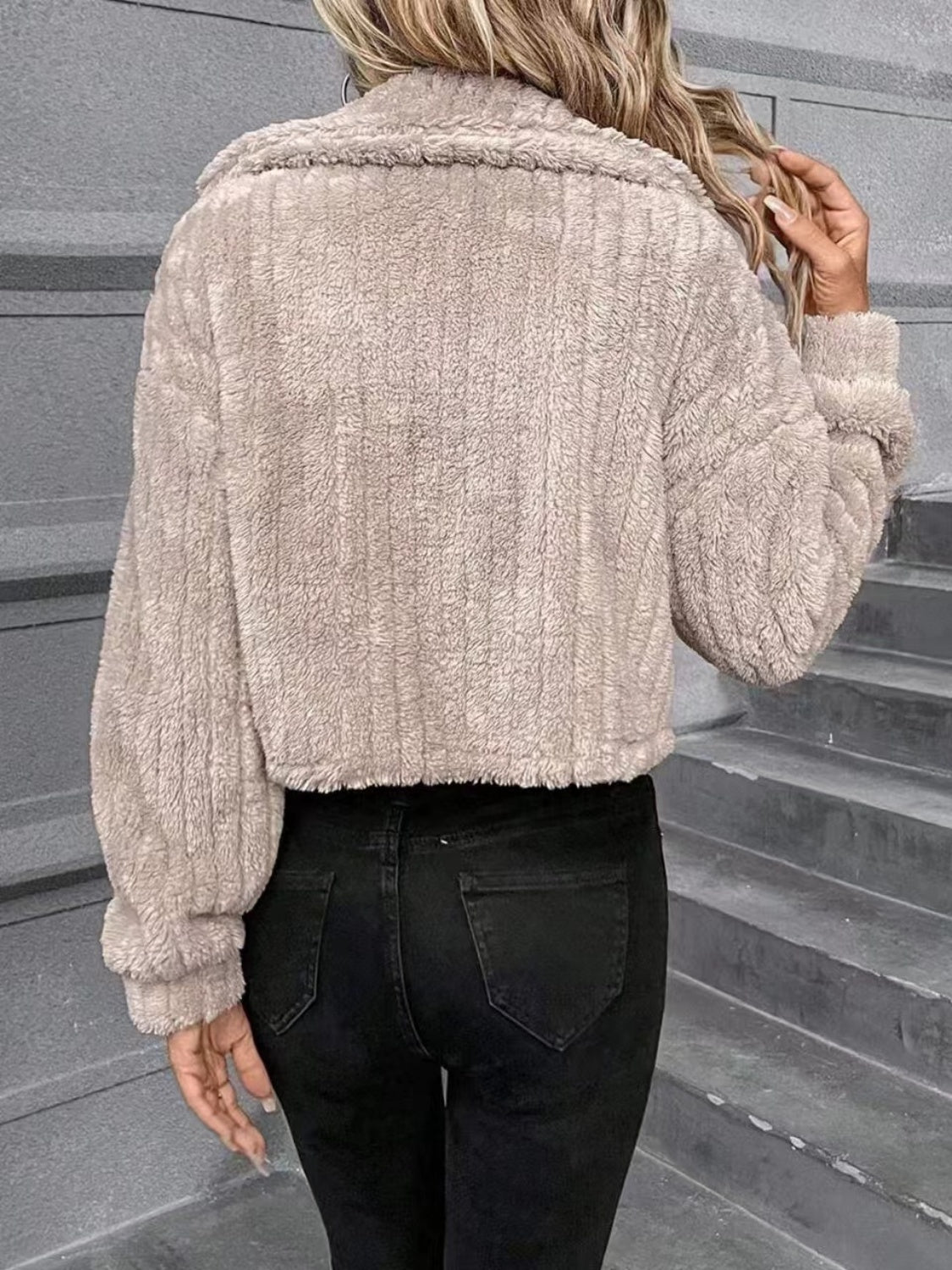 Button Up Long Sleeve Fuzzy Outerwear - Charming Charlie