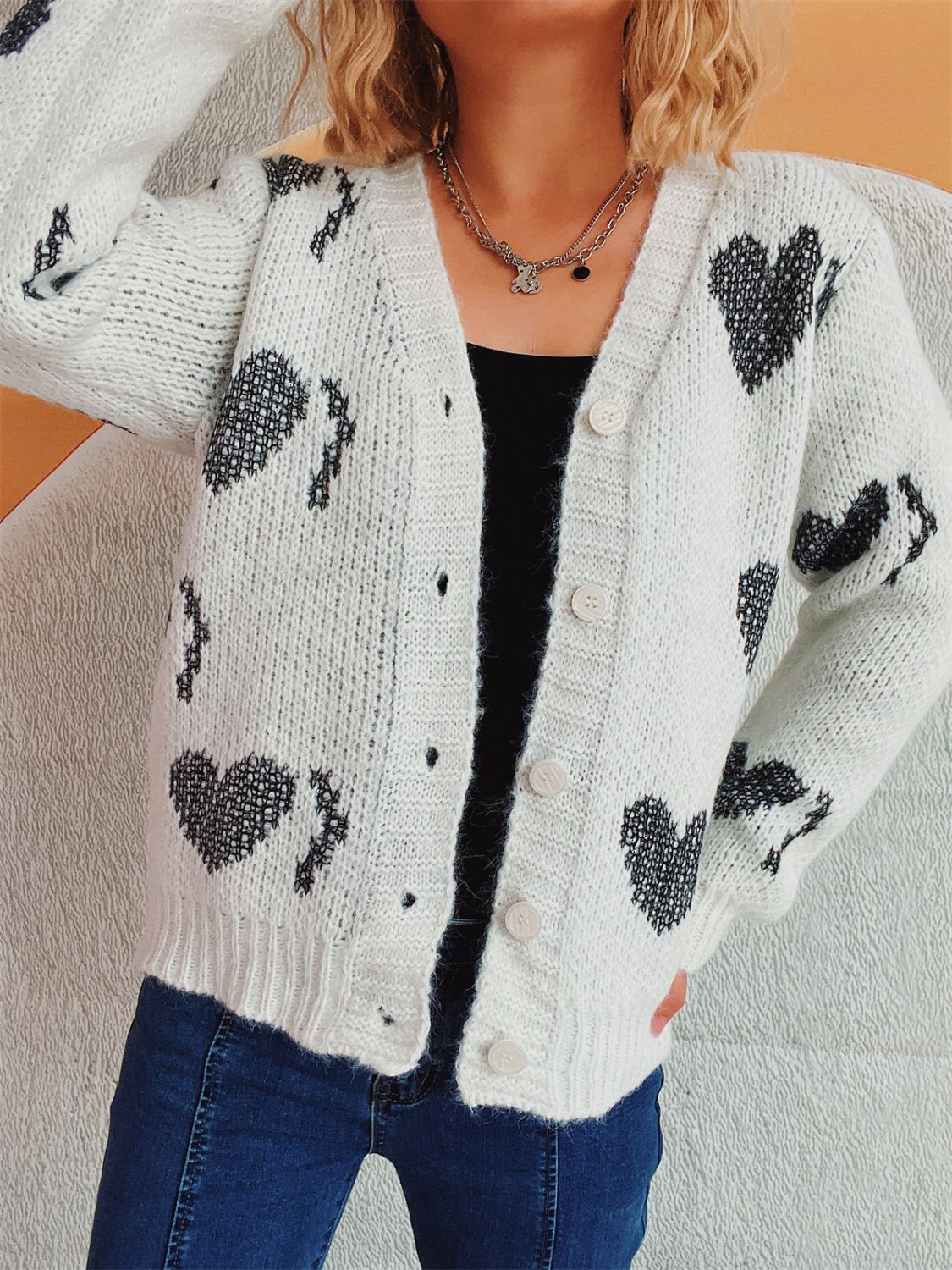 Heart Button Up Long Sleeve Cardigan - Charming Charlie