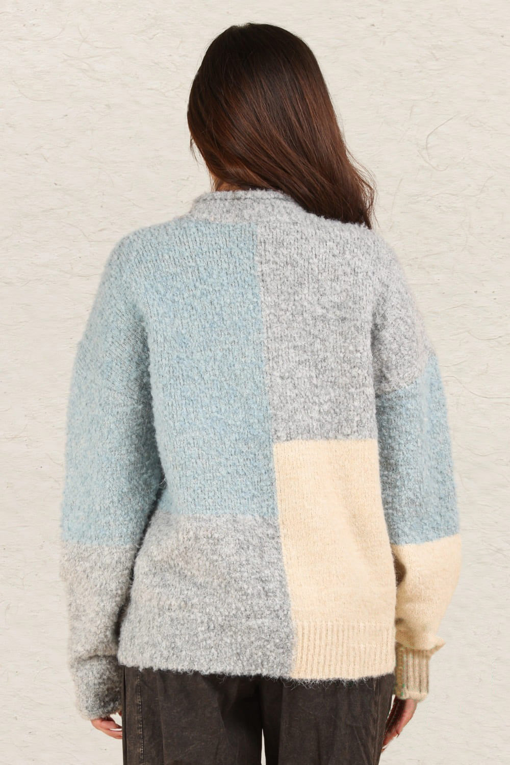 VERY J Color Block Mock Neck Drop Shoulder Sweater - Charming Charlie
