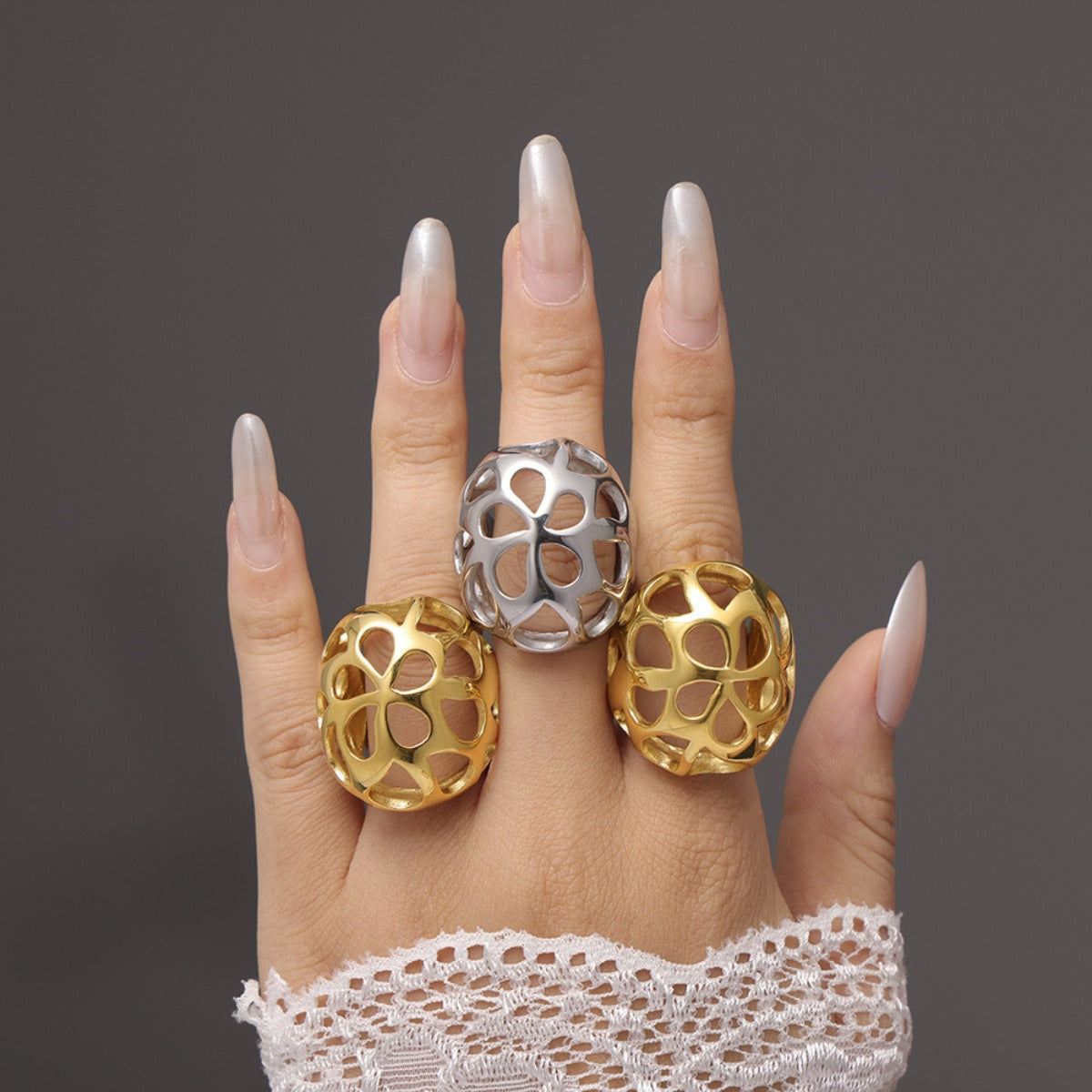 Stainless Steel Cutout Ring - Charming Charlie