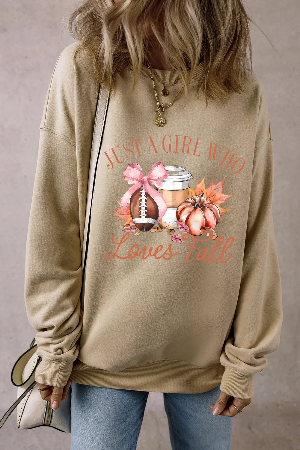 Graphic Round Neck Long Sleeve Sweatshirt - Charming Charlie