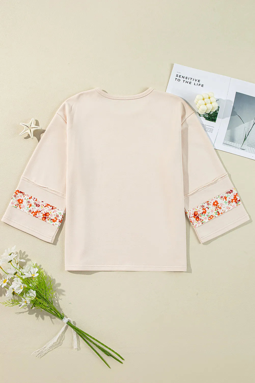 Exposed Seam Slit Floral Round Neck Blouse - Charming Charlie