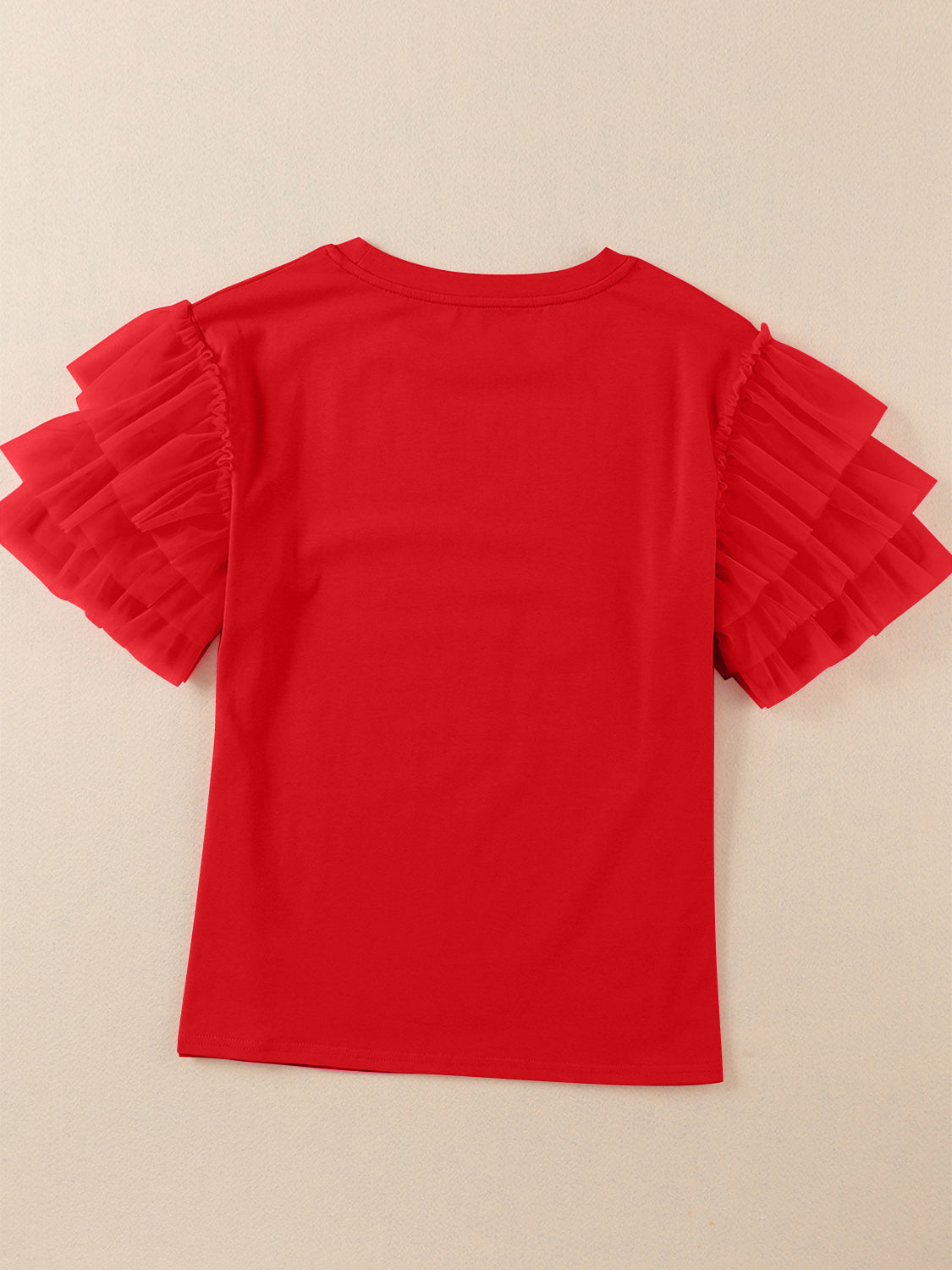 Ruffled Round Neck Short Sleeve Blouse - Charming Charlie