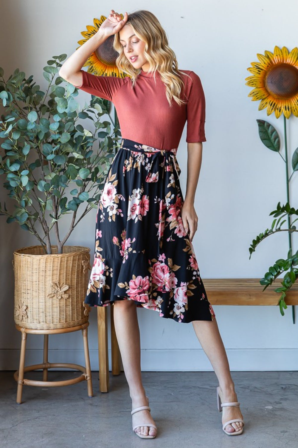 Reborn J Floral Wrap Ruffle Hem Skirt - Charming Charlie