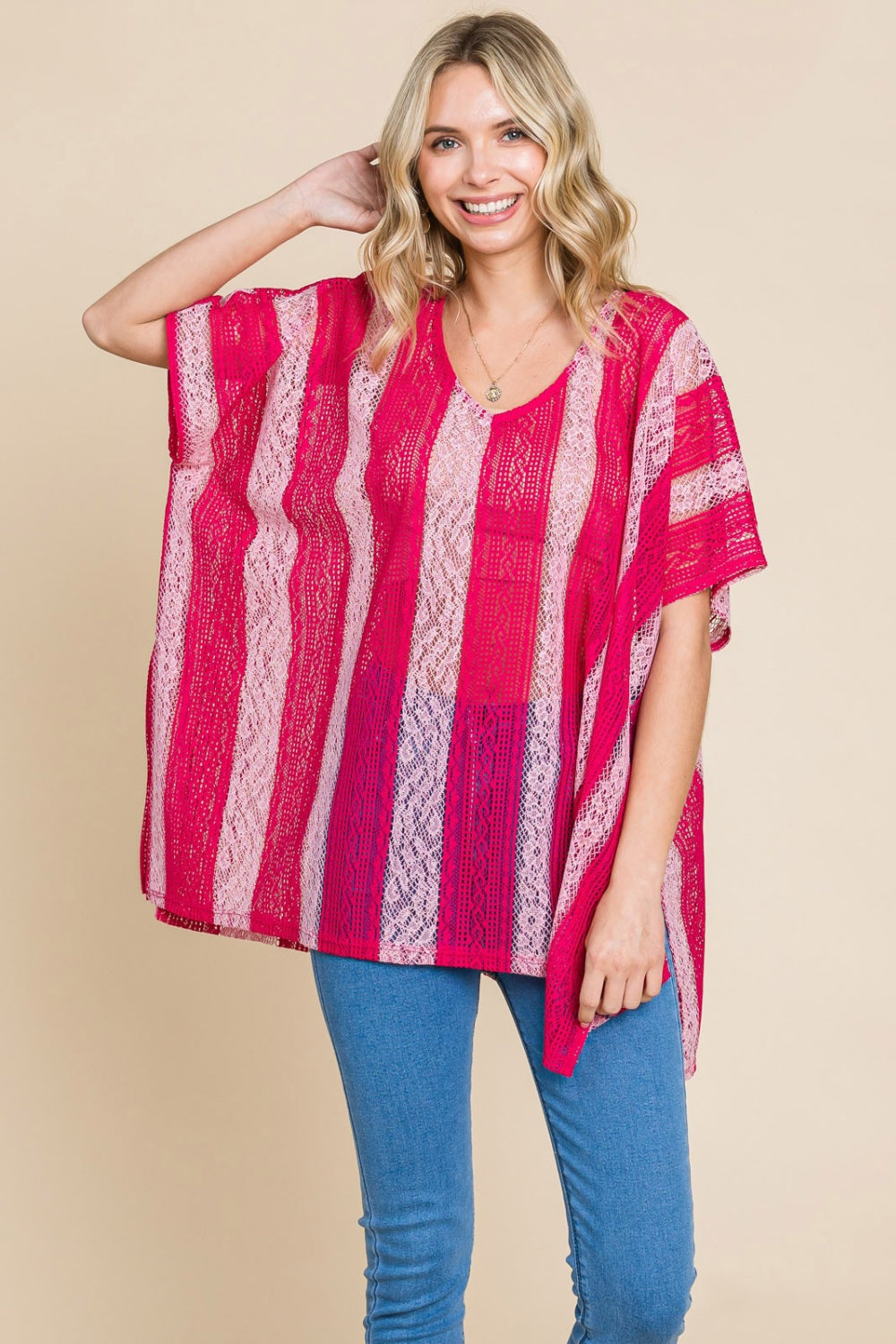 Cotton Bleu by Nu Label V Neck Drop Shoulder Oversize Top - Charming Charlie
