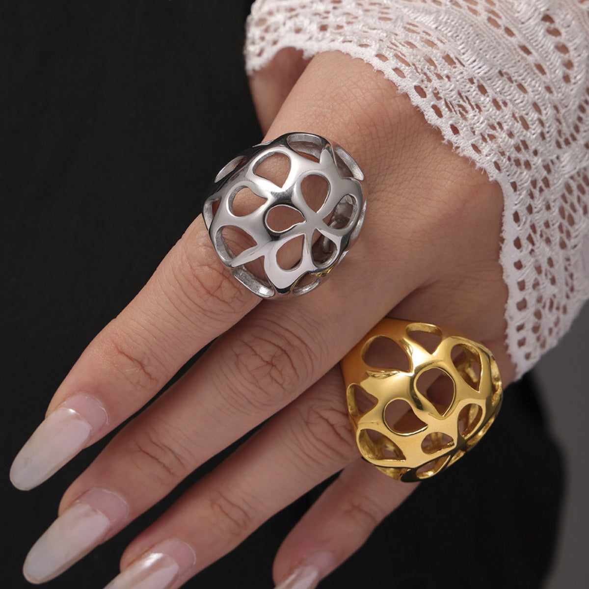 Stainless Steel Cutout Ring - Charming Charlie
