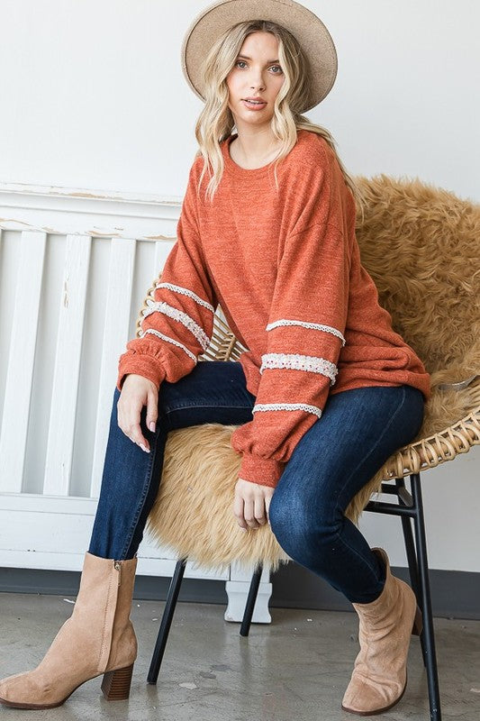 SLEEVE WITH TWEED TRIM TUNIC - Charming Charlie