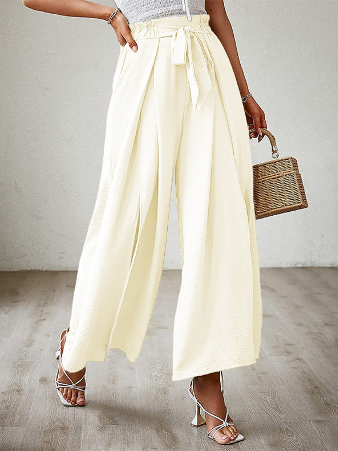 Tied Slit Wide Leg Pants - Charming Charlie