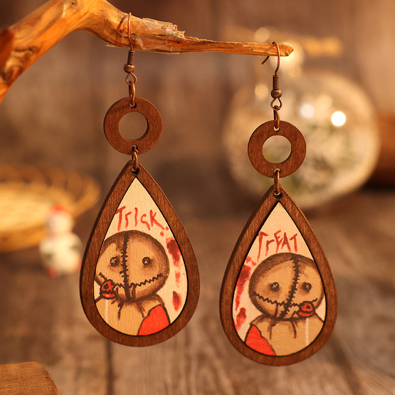 Wooden Teardrop Shape Earrings - Charming Charlie