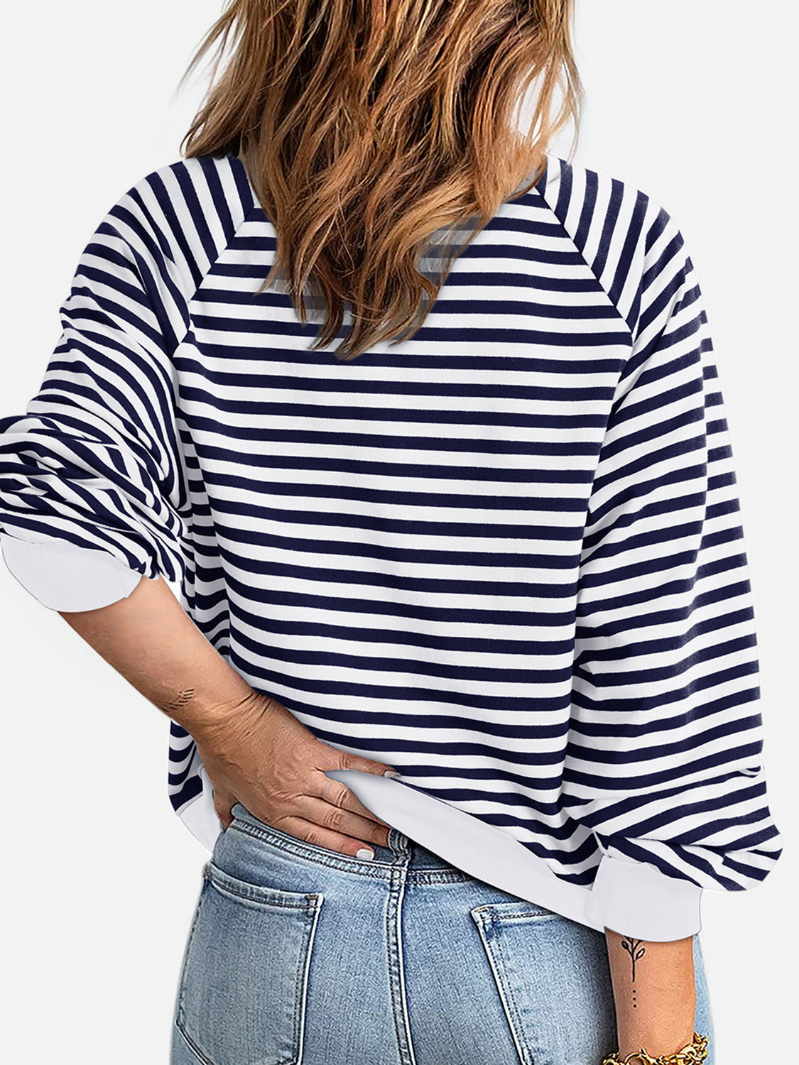 Striped Zip Up Long Sleeve Sweatshirt - Charming Charlie