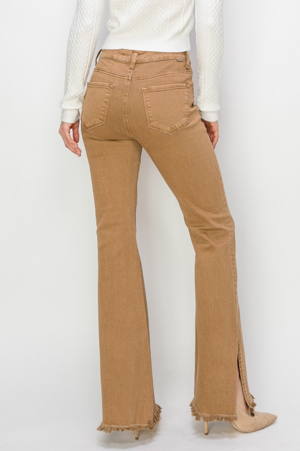RISEN Bailey Full Size High Waist Side Slit Flare Jeans - Charming Charlie