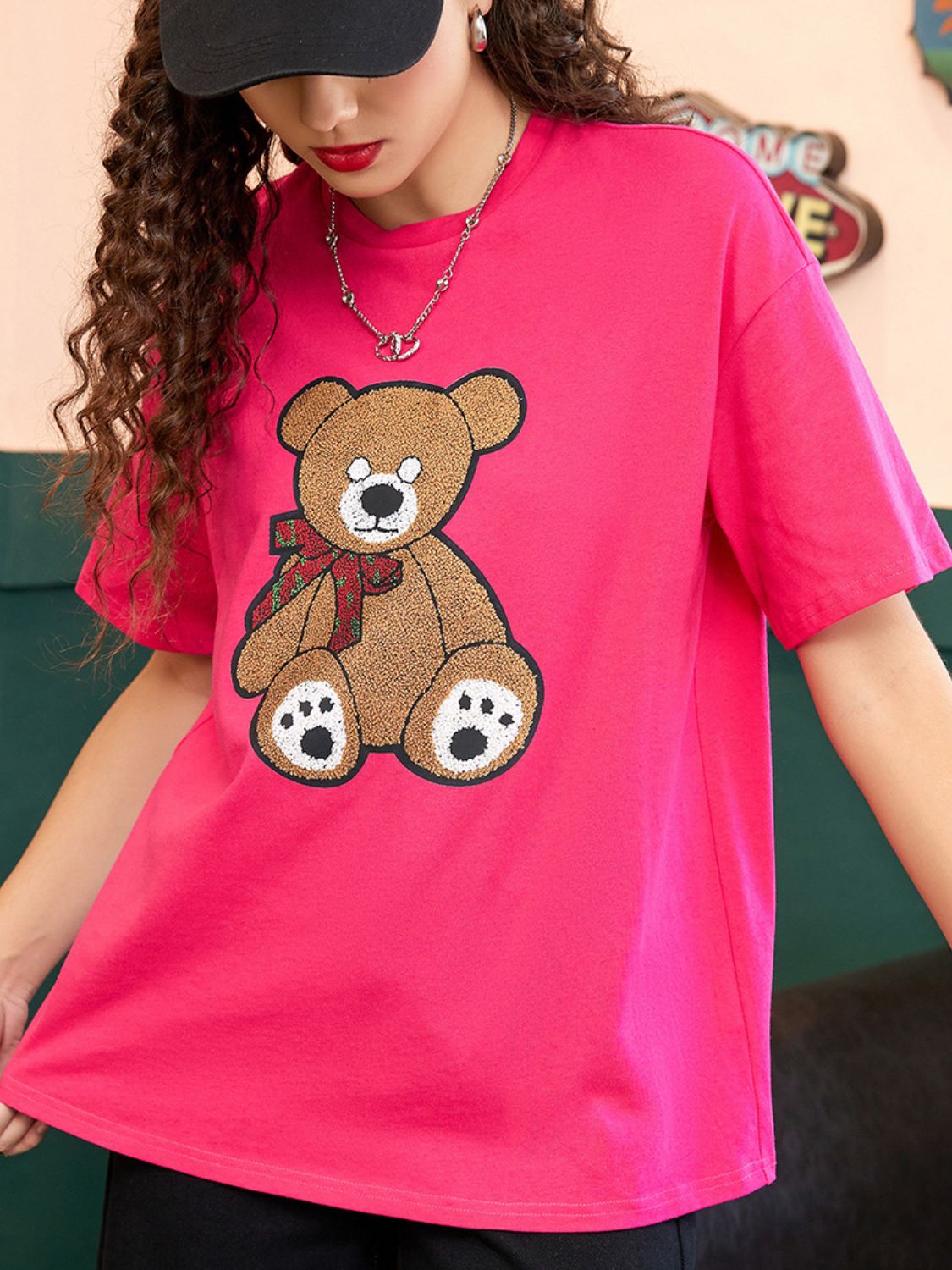 Letter Graphic Round Neck Half Sleeve T-Shirt - Charming Charlie