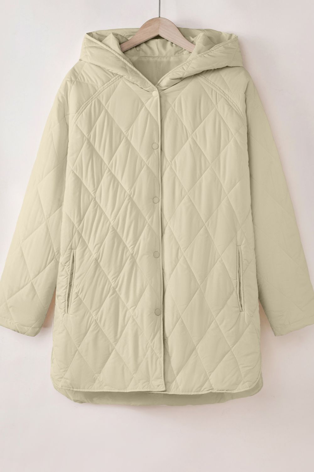 Snap Down Long Sleeve Quilted Winter Coat - Charming Charlie