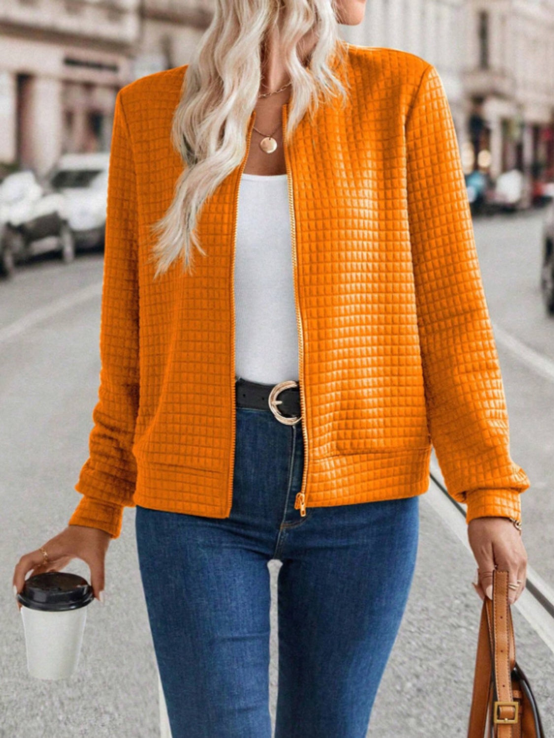 Zip Up Long Sleeve Jacket - Charming Charlie