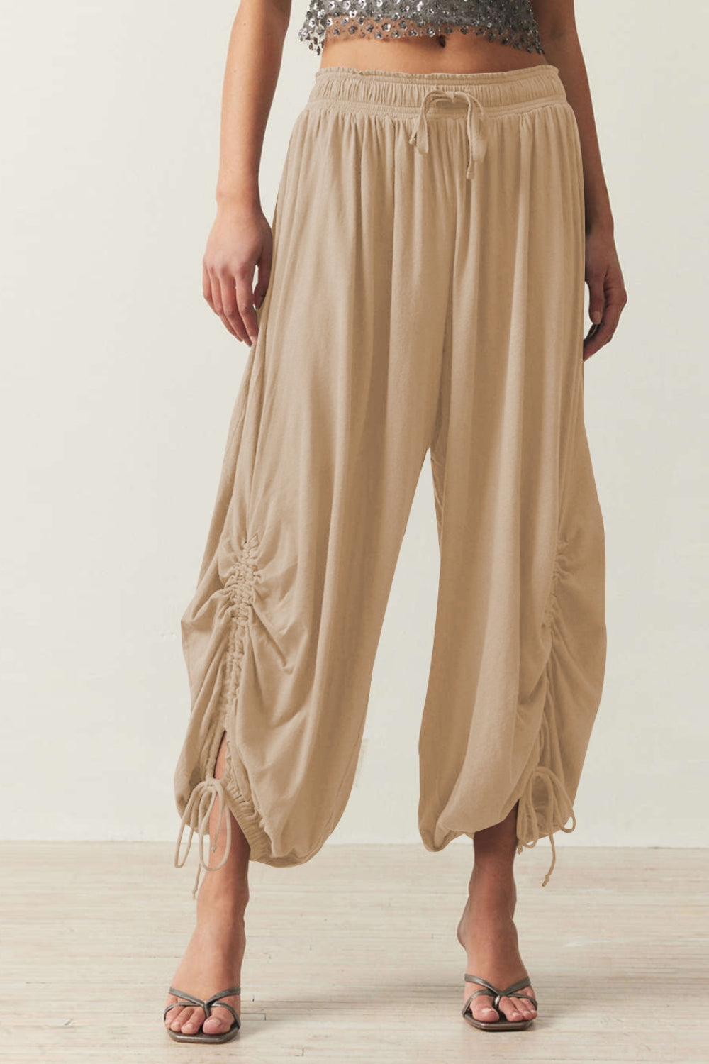 Drawstring Ruched Pants - Charming Charlie