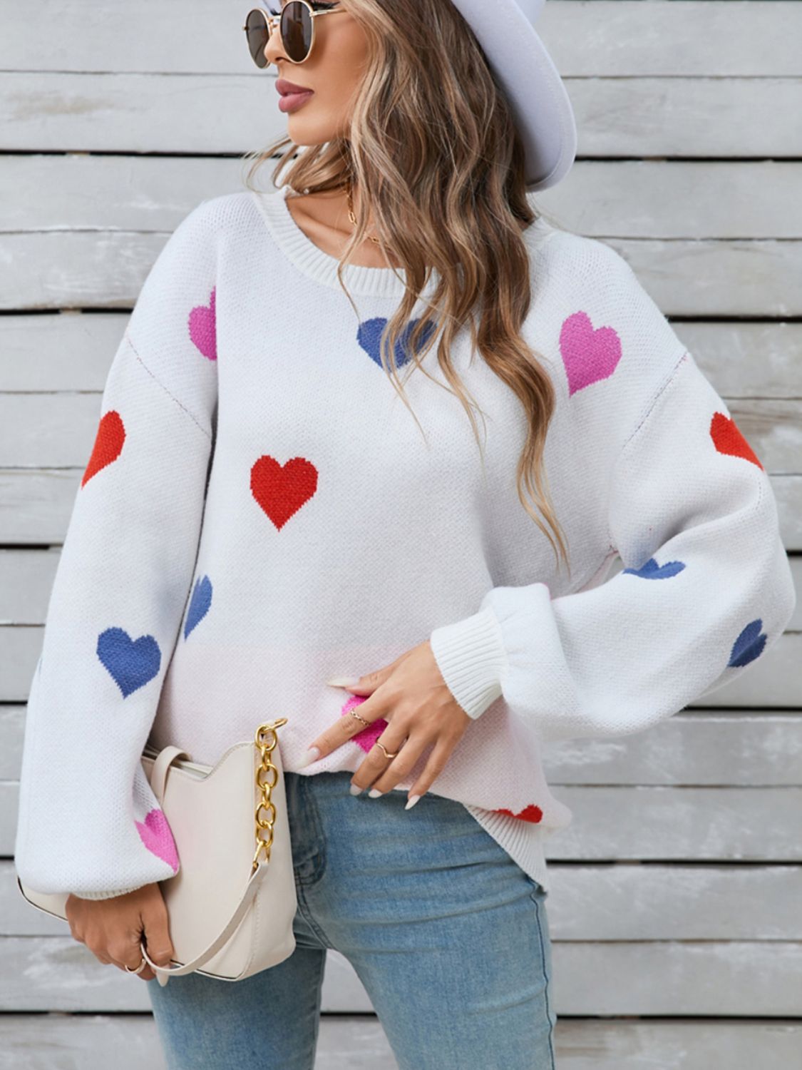 Angel Wings Heart Round Neck Long Sleeve Sweater - Charming Charlie