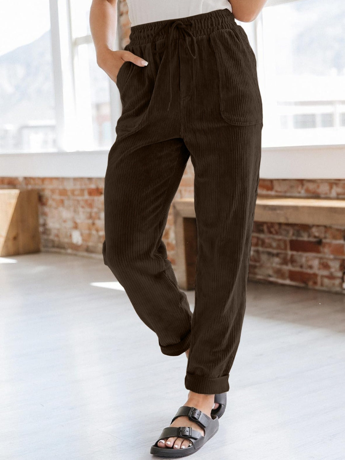 Drawstring Pants with Pockets - Charming Charlie