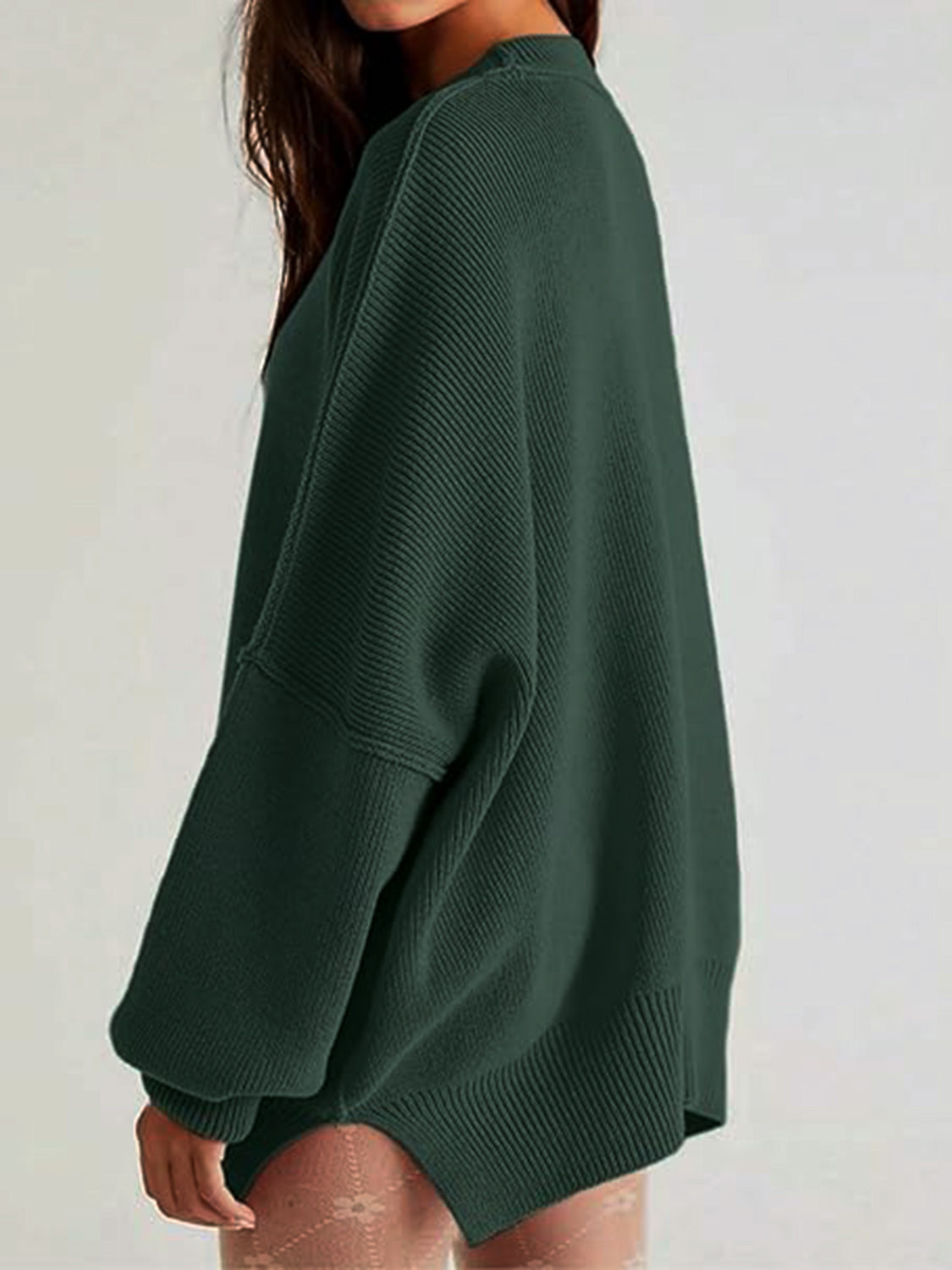 Round Neck Long Sleeve Sweater - Charming Charlie