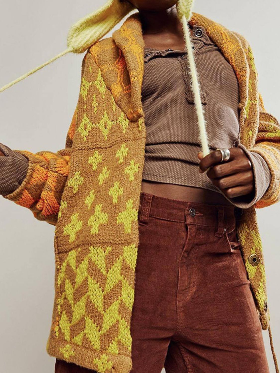 Collared Neck Long Sleeve Cardigan - Charming Charlie