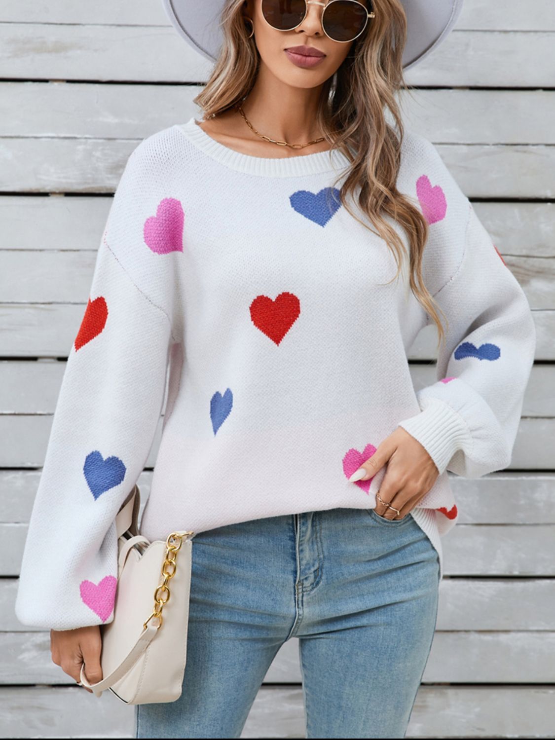 Angel Wings Heart Round Neck Long Sleeve Sweater - Charming Charlie