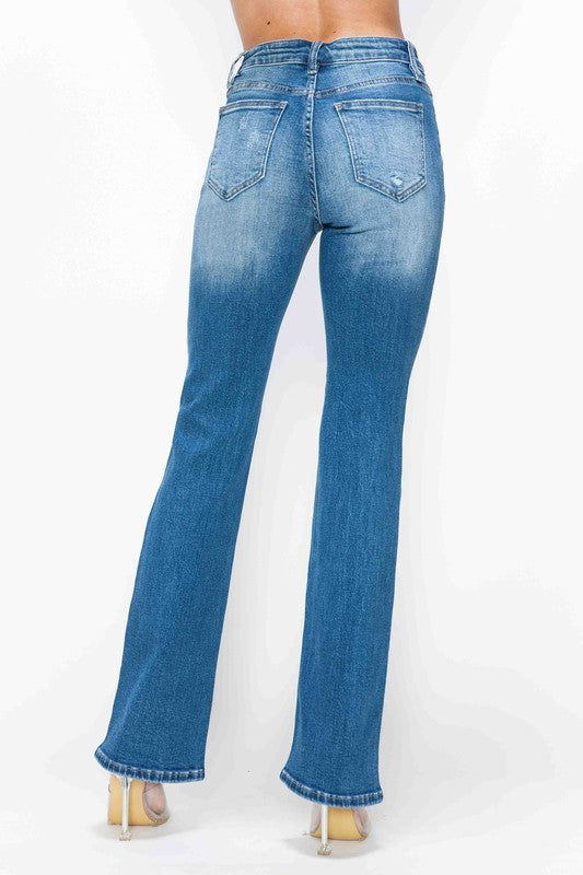bytos Full Size Distressed High Rise Jeans with Pockets - Charming Charlie