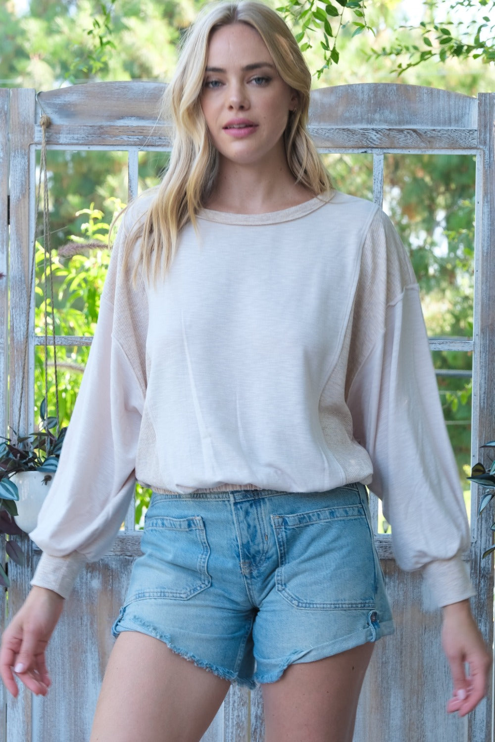Hailey & Co Rib and Two Tone Knit Mixed Top - Charming Charlie