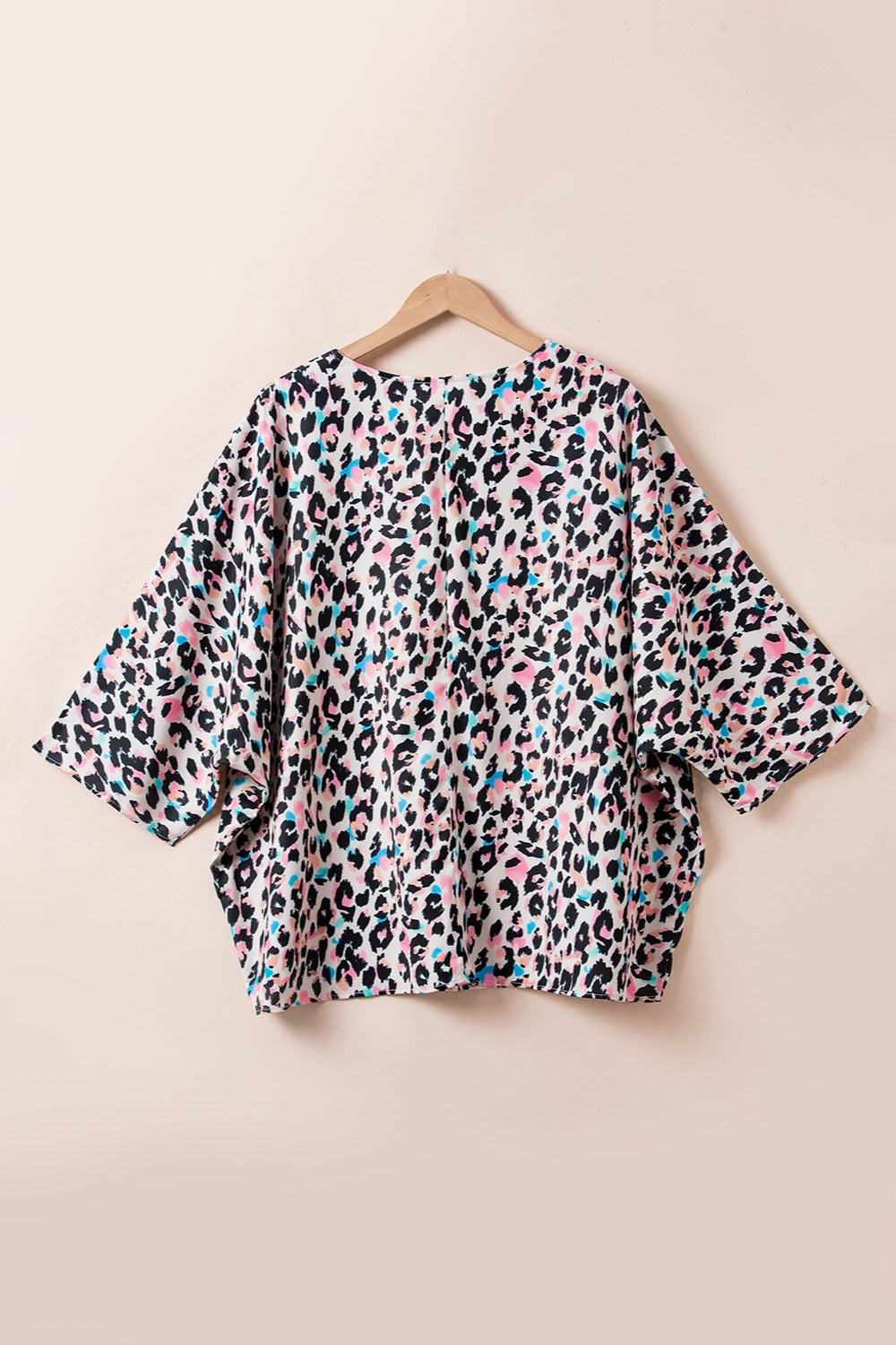Plus Size Leopard V-Neck Three-Quarter Sleeve Blouse - Charming Charlie