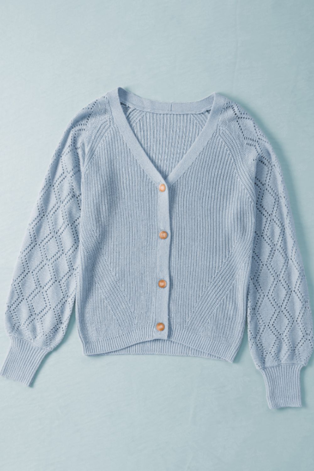 Openwork V-Neck Button Up Cardigan - Charming Charlie