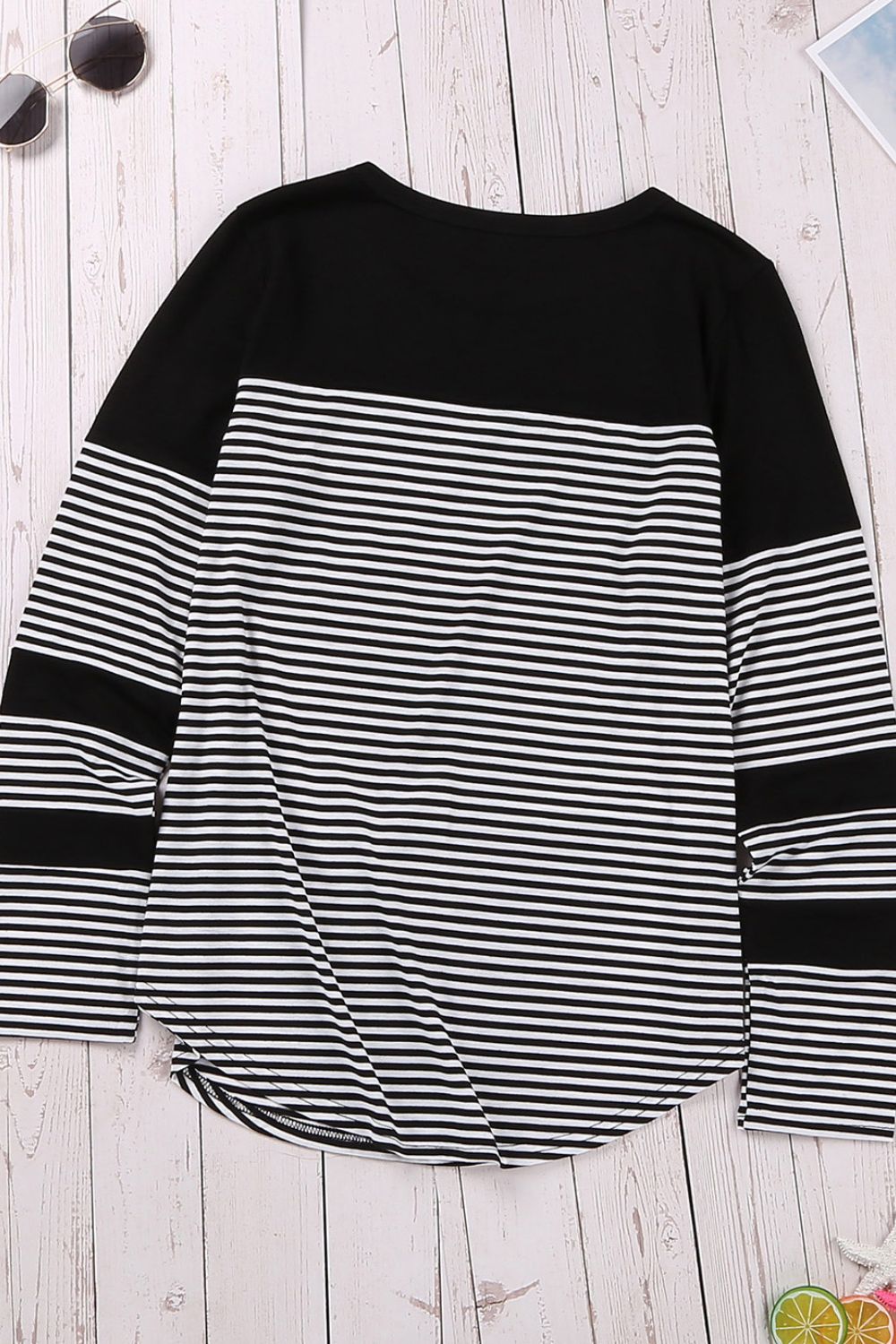 Striped Round Neck Long Sleeve T-Shirt - Charming Charlie