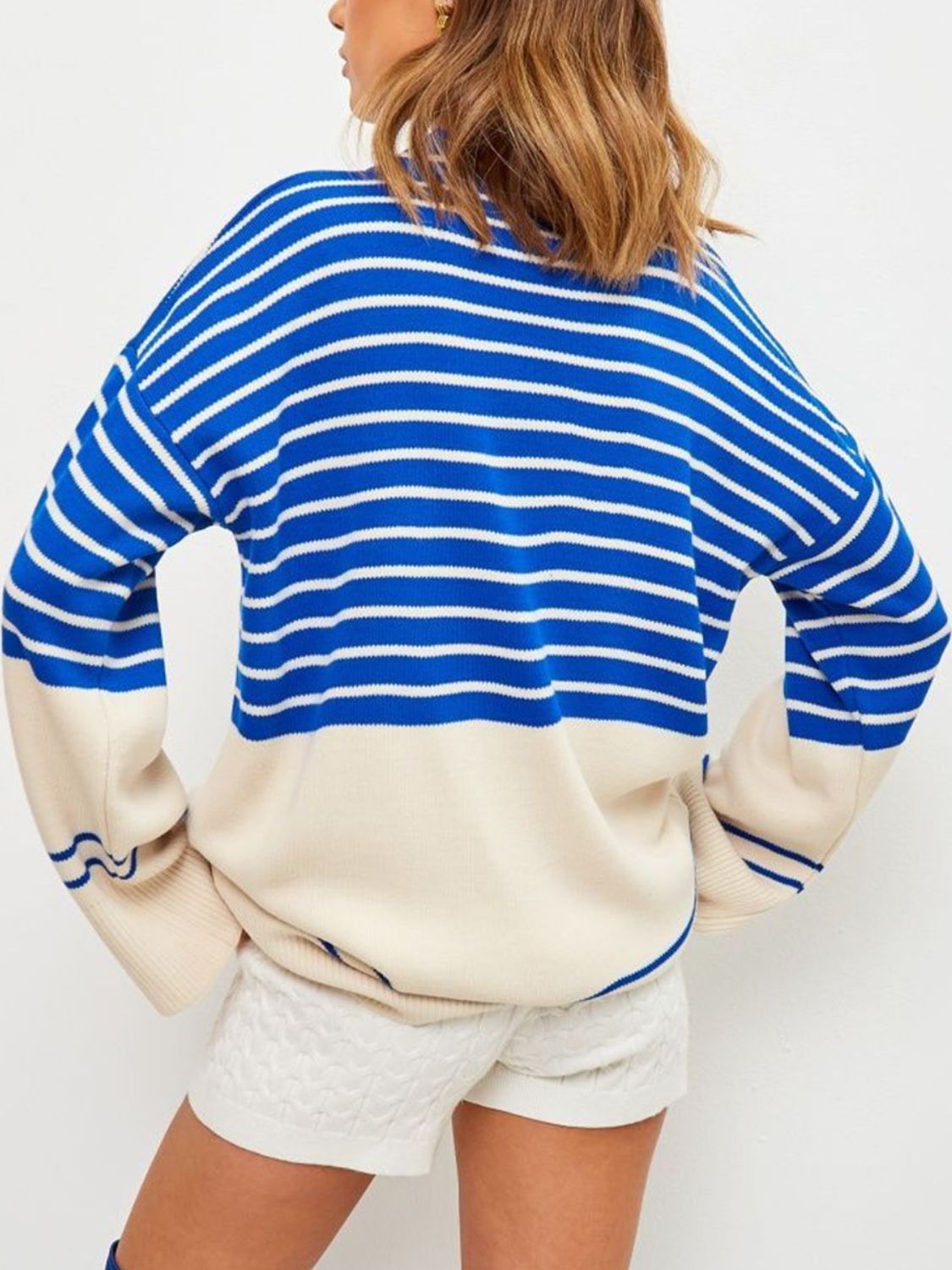 Striped Mock Neck Long Sleeve Sweater - Charming Charlie