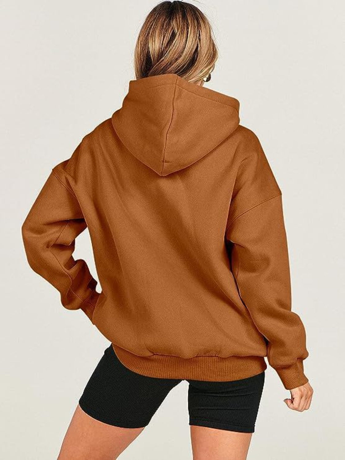 Dropped Shoulder Long Sleeve Hoodie - Charming Charlie