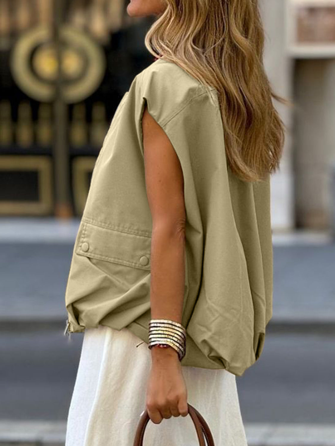 Ruched Hem Zip Up Vest - Charming Charlie