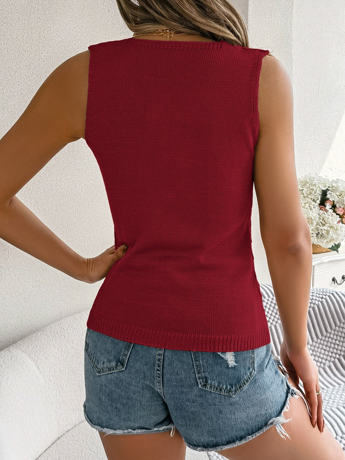 Openwork V-Neck Knit Vest - Charming Charlie