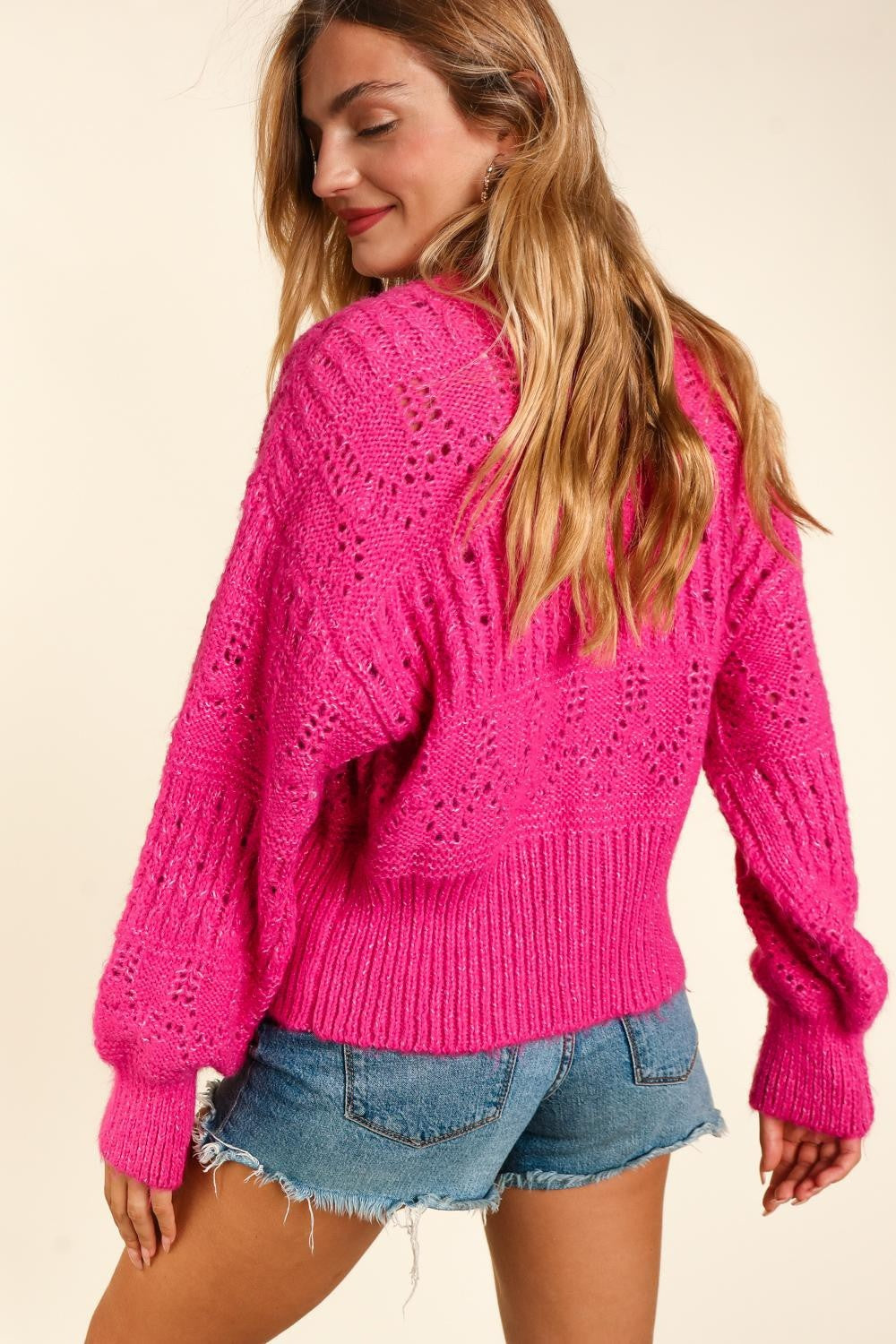 Haptics Full Size Button Down Crop Long Sleeve Cardigan - Charming Charlie
