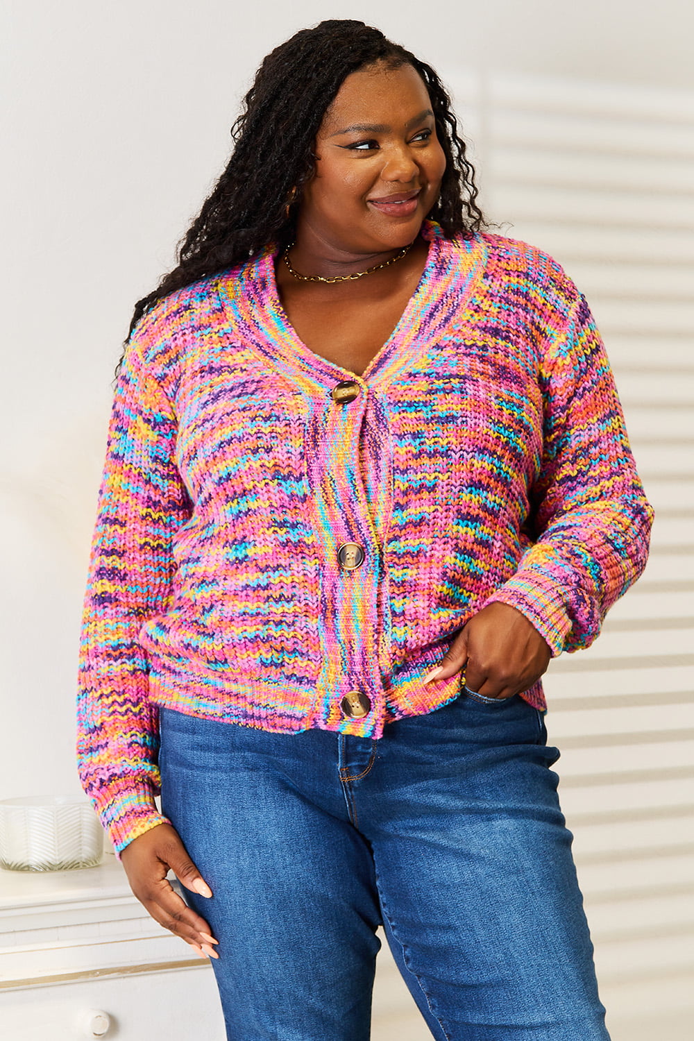 Angel Wings Woven Right V-Neck Long Sleeve Cardigan - Charming Charlie