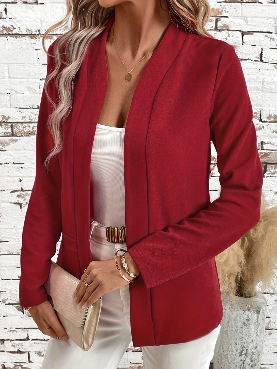 Solid Color Open Front Long Sleeve Cardigan - Charming Charlie