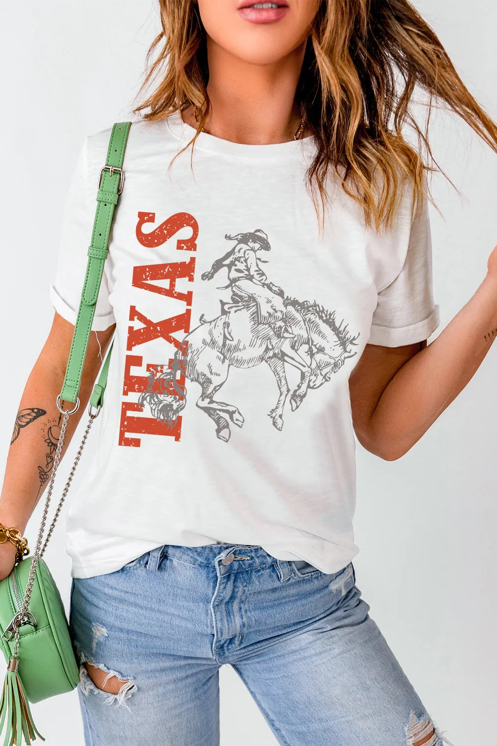 Graphic Round Neck Short Sleeve T-Shirt - Charming Charlie